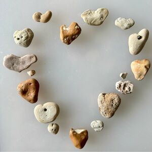 17 Natural ❤️ Heart Shaped Beach Stones, Fossils & Gemstones from Lake Michigan